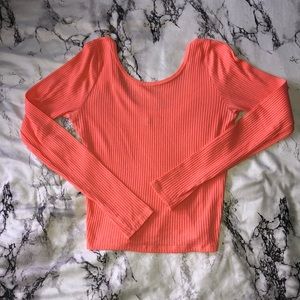 Coral Hollister Co. Long Sleeve Crop Top Size S